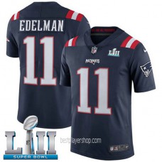 Mens New England Patriots #11 Julian Edelman Game Navy Blue Super Bowl Rush Vapor Jersey Bestplayer